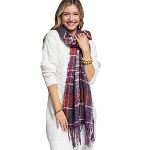 NWT Long Chunky Plaid Fringe Cozy Scarf